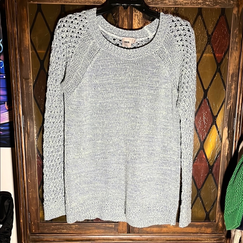 ASOS marled blue & seafoam green Crew Neck Sweater